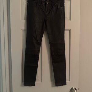Black faux leather Jeans with Tapered Legs